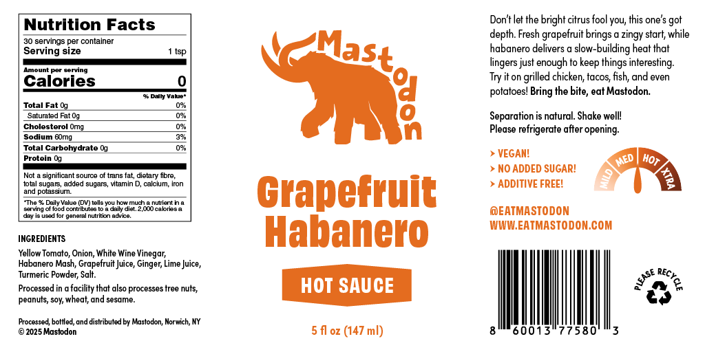 Grapefruit Habanero Hot Sauce 5oz